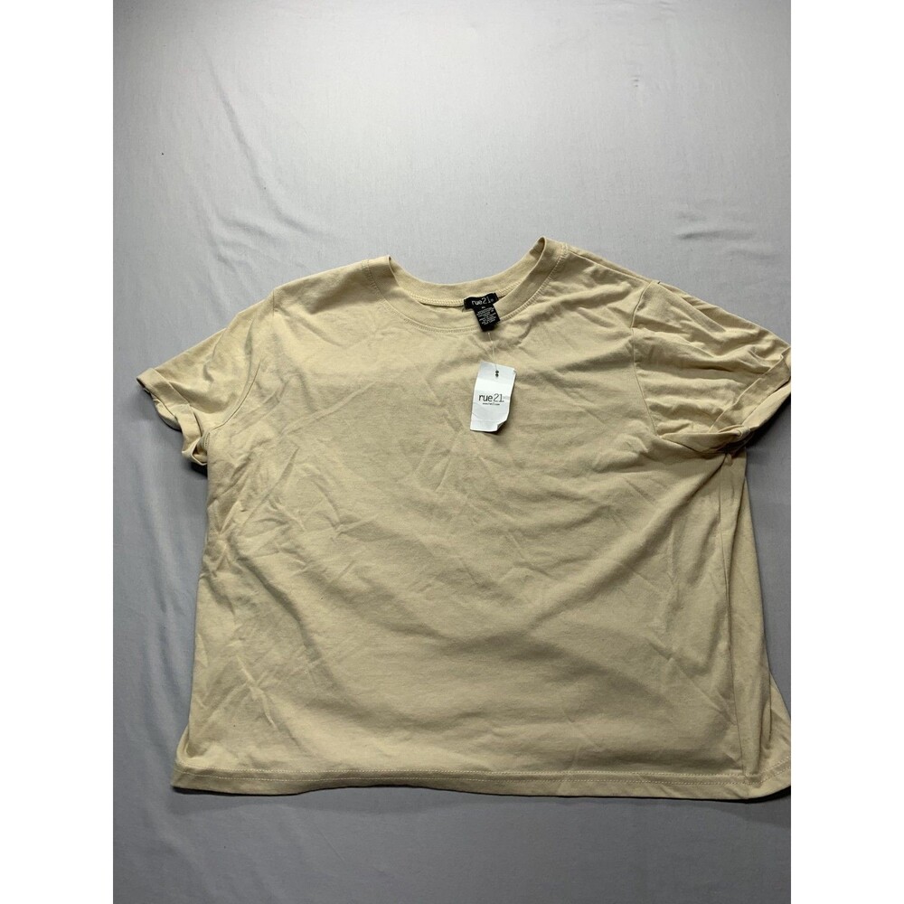 Women’s XL Rue 21 Beige Short-Sleeve Crew Neck T-Shirt Jersey-Scoop Hem
